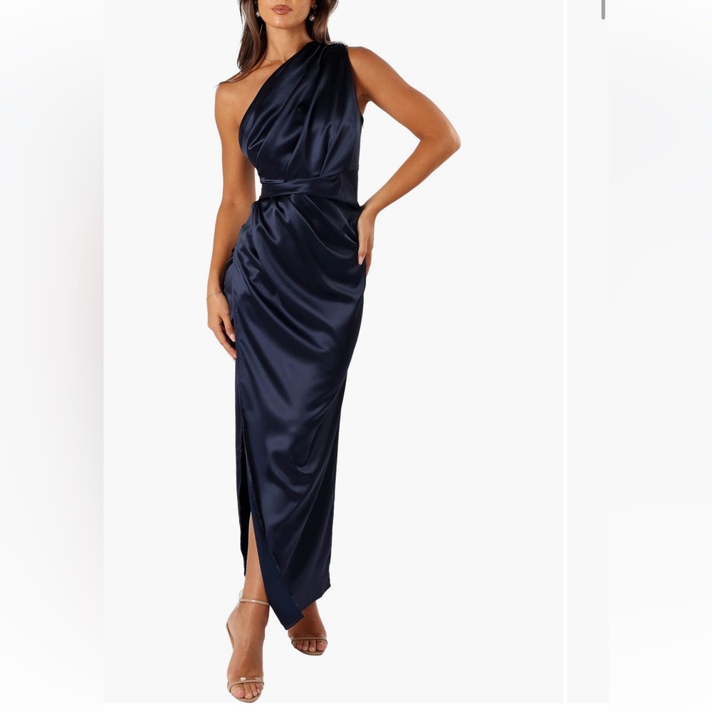Petal & Pup Nadia One-Shoulder Satin Maxi Dress
